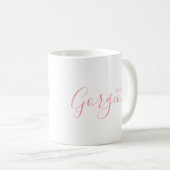 Bonjour Magnifique Script rose moderne café Mug (Devant droit)