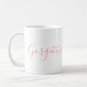 Bonjour Magnifique Script rose moderne café Mug (Gauche)