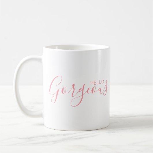 Bonjour Magnifique Script rose moderne café Mug (Gauche)
