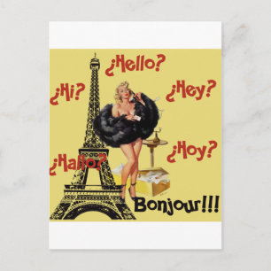 Bonjour - Meisjes omhoog Briefkaart