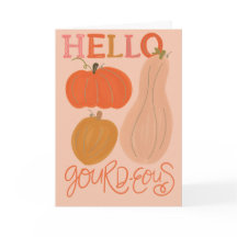 Bonjour Merci Gourd-pair Carte de voeux pliée