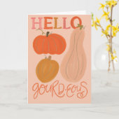 Bonjour Merci Gourd-pair Carte de voeux pliée (Fleur jaune)