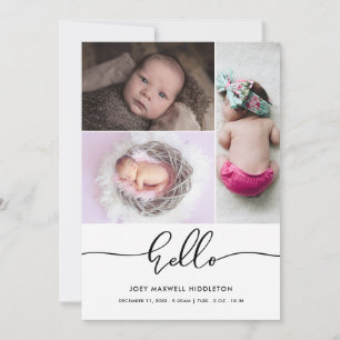 Bonjour mignon Faire-part de naissance de script D