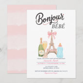 Bonjour Milk Bottle French Baby shower Invitation (Devant / Derrière)