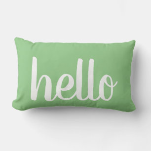 Bonjour Mint Green Typographie Lumbar Coussin