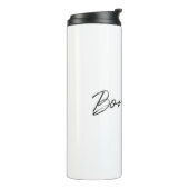 Bonjour. | Modern Script French Hallo Trendy Black Thermosbeker (Gedraaid links)