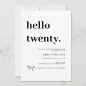Bonjour moderne Invitation de fête du 20e annivers (Devant)