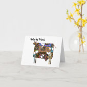 Bonjour mon ami - Carte de vœux pliée vache (Fleur jaune)