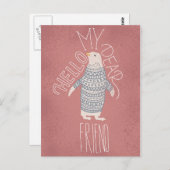 Bonjour Mon Cher Ami Pingouin Carte postale (Devant / Derrière)