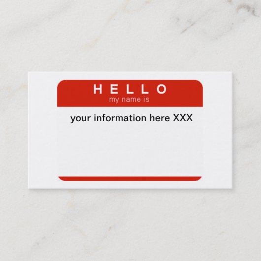 Bonjour mon nom est des cartes de visite (Devant)