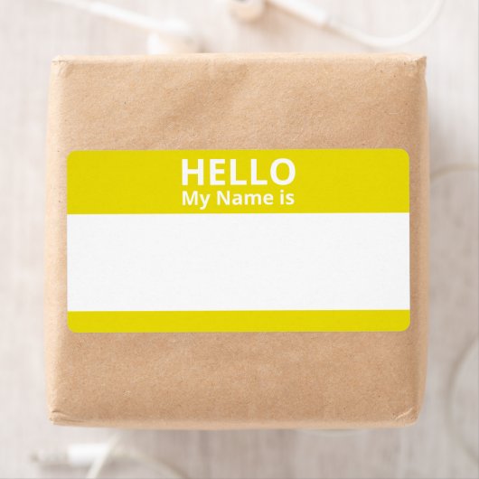 Bonjour Mon nom est Jaune et Blanc Nom Étiquette (En situation)