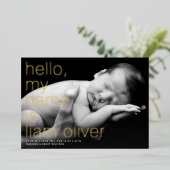 Bonjour Mon Nom Est __ Photo FOIL Faire-part de na (Debout devant)