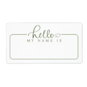 Bonjour Mon Nom Est Vert Script Nom Balise Sticker (Devant)