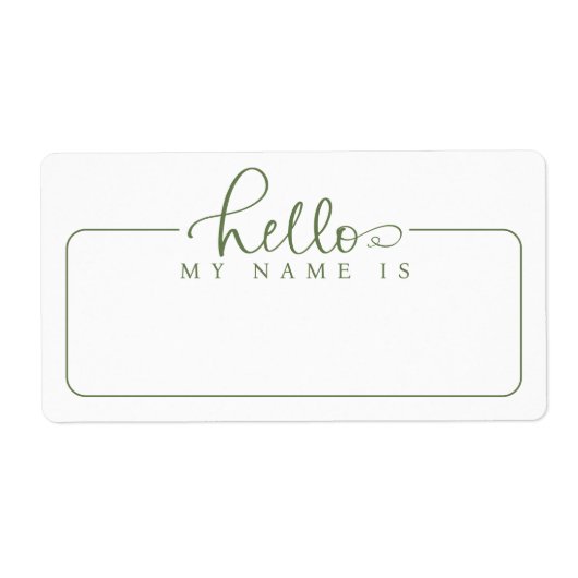 Bonjour Mon Nom Est Vert Script Nom Balise Sticker (Devant)