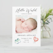 Bonjour Monde Je viens d'arriver Baby Faire-part (Debout devant)