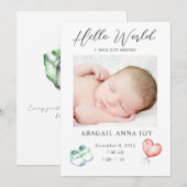 Bonjour Monde Je viens d'arriver Baby Faire-part (Devant / Derrière)