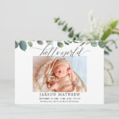 Bonjour monde sexe neutre bébé faire-part de naiss (Debout devant)