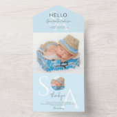 Bonjour Monogram Photo Boy Faire-part de naissance (À l'intérieur)