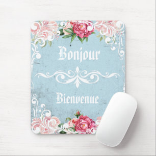 Bonjour Mooie romantische trenchy kunstwerk Bloeme Muismat