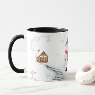 Bonjour Mug Tasse Bonhomme de Neige d'Hiver • Pays