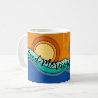 Bonjour Mug Tasse Café Soleil Océan et Lever de So
