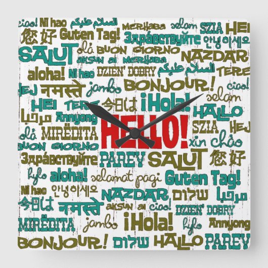Bonjour (Multi Language) - Horloge murale (Recto)