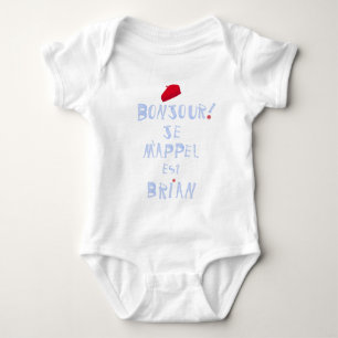 Bonjour My Name Red Beret Schattige Frans Oui baby Romper