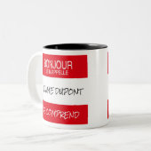 "Bonjour" Nom Badge Enseignant Français Cadeau Mug (Devant gauche)