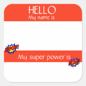 Bonjour Nom Balise Sticker Badge Funny Super Power (Devant)