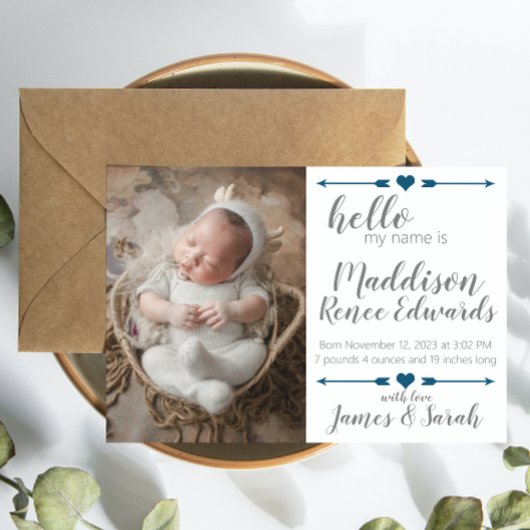 Bonjour nouveau faire-part de naissance bébé avec 