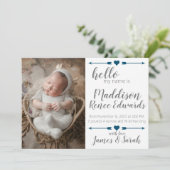 Bonjour nouveau faire-part de naissance bébé avec  (Debout devant)