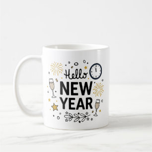 Bonjour Nouvelle Année Tasse de Feux d'Artifice De