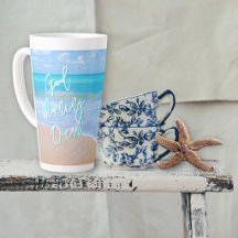 Bonjour Ocean Blue Water Tall Latte Mug