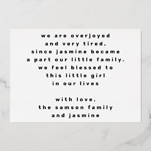 bonjour or moderne classe photo faire-part de nais (Verso)