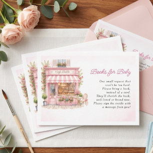 Bonjour Parijse Café Roze Baby Shower  Informatiekaartje