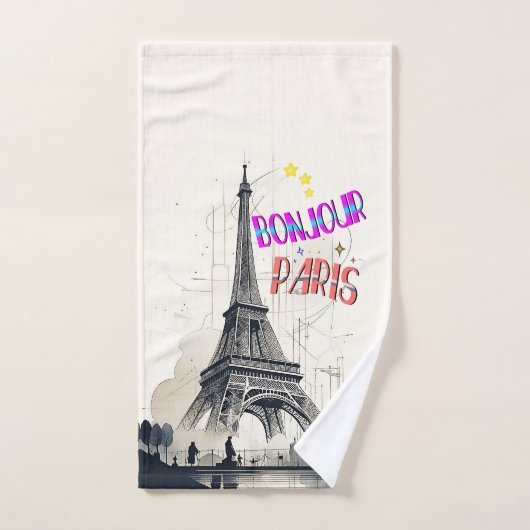 Bonjour Paris coloré (Serviette à main)