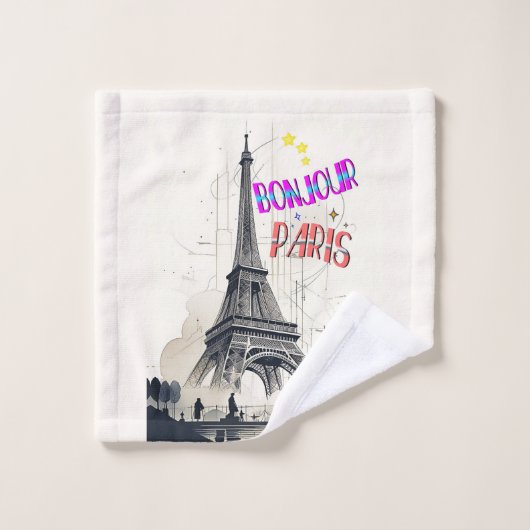 Bonjour Paris coloré (Gant de toilette)