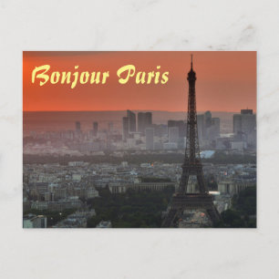 Bonjour Paris Eiffel Tower European Art Briefkaart