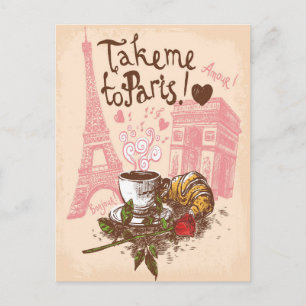  Bonjour Paris Eiffeltoren Arc de Triomphe Briefkaart