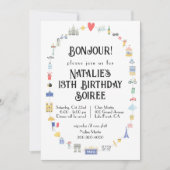 Bonjour Paris Icône Anniversaire Fête Invitation (Devant)