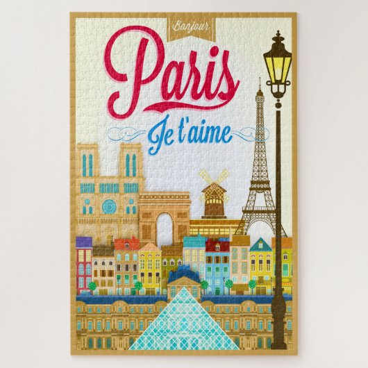Bonjour Paris Je Taime Travel Legpuzzel (Verticaal)