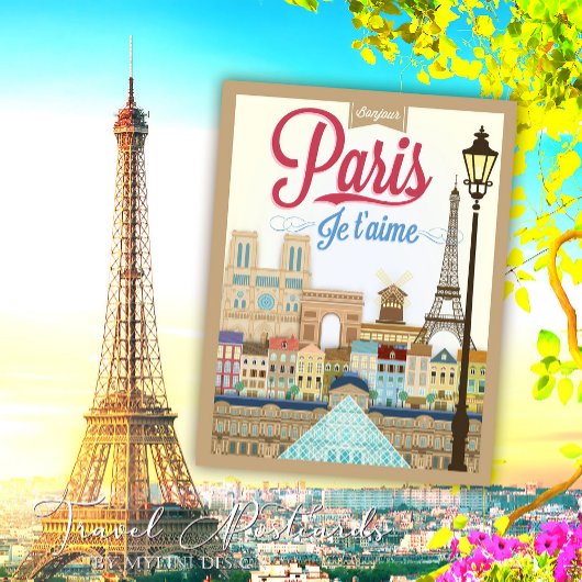 Bonjour Paris Travel Briefkaart