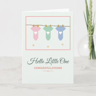 Bonjour petite carte de nouveau-né pour bébé linge