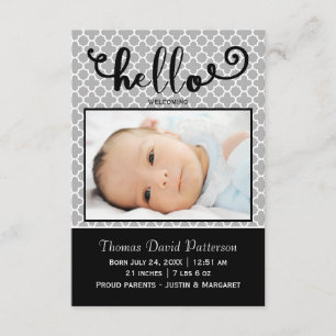 Bonjour photo grise - 3x5 Faire-part de naissance