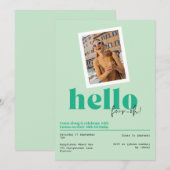 "Bonjour, quatre oh !" Invitation verte de 40e ann (Devant / Derrière)