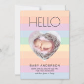Bonjour Rainbow Colours Baby Photo Faire-part de n (Recto)