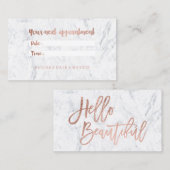 Bonjour rendez-vous rose de marbre de typographie (Devant / Derrière)
