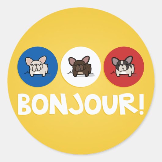 Bonjour. Ronde Sticker (Voorkant)