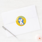 BONJOUR SAMEDI PENGUIN CLASSIQUE ROUND STICKER (Enveloppe)