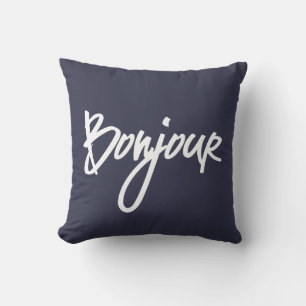 Bonjour Script (White) voor overs van Frankrijk Kussen